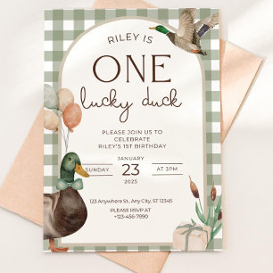 One Lucky Duck Birthday Invitation Boys First Birt