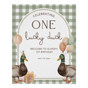 One Lucky Duck Birthday Welcome Sign