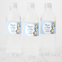 One lucky duck blue gingham birthday printed