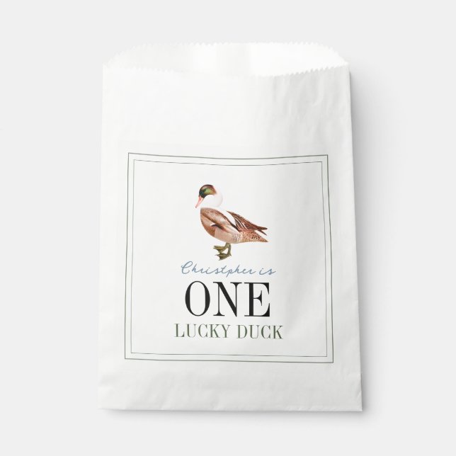 One Lucky Duck Boy 1st Birthday Favour Bags (Front)