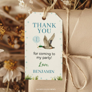 One Lucky Duck Boy Birthday Thank You Gift Tags