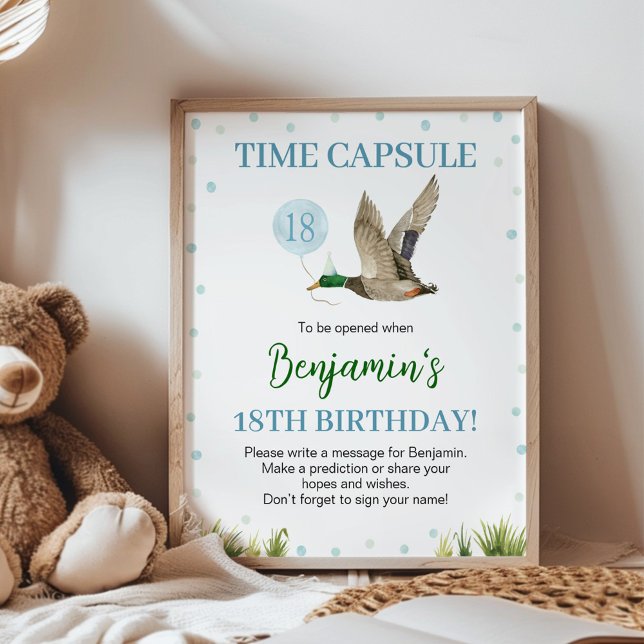 One Lucky Duck Boy Birthday Time Capsule Sign (Creator Uploaded)