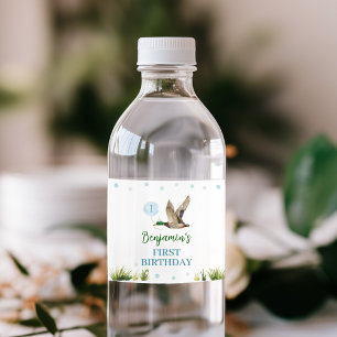 One Lucky Duck Boy Birthday Water Bottle Label