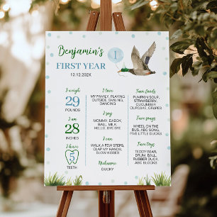 One Lucky Duck Boy First Year Milestone Poster