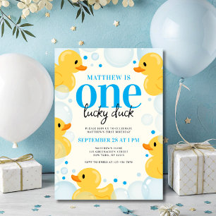 One Lucky Duck Boy's 1st Birthday Party Invitation