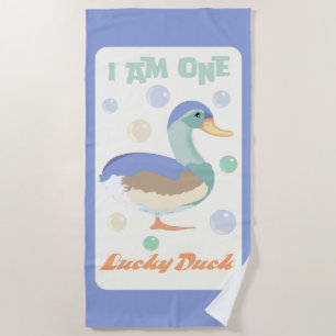 One Lucky Duck & Bubbles Blue Pastel Beach Towel