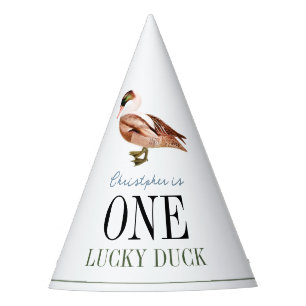 One Lucky Duck Classic Boy 1st Birthday Party Hat