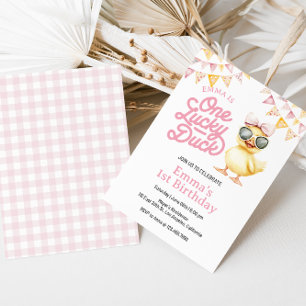 One Lucky Duck First Birthday Invitation