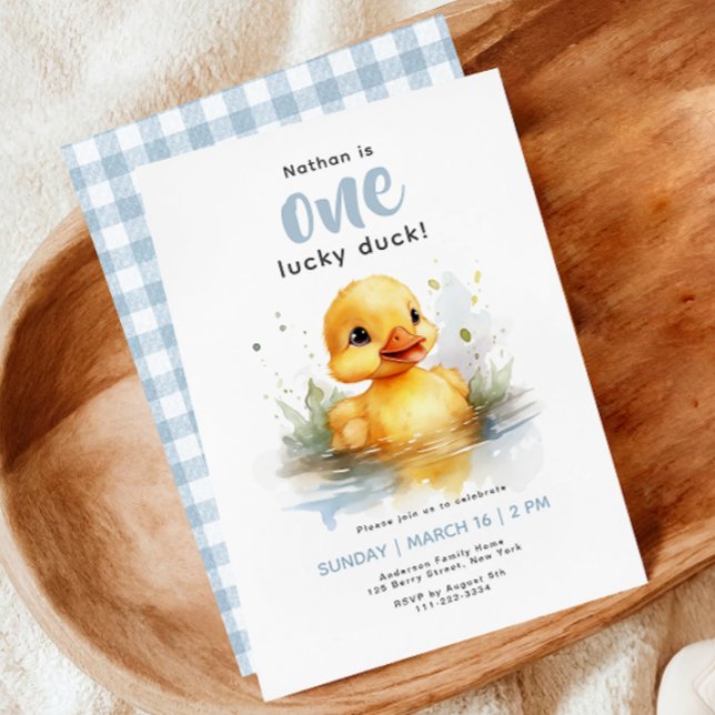 One Lucky Duck First Birthday Invitation (Creator Uploaded)