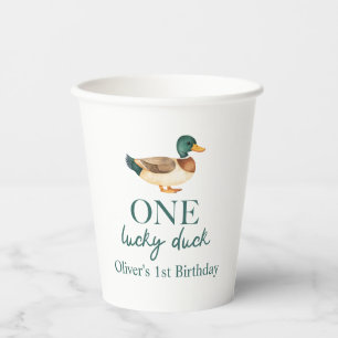 One Lucky Duck first birthday Paper Cups