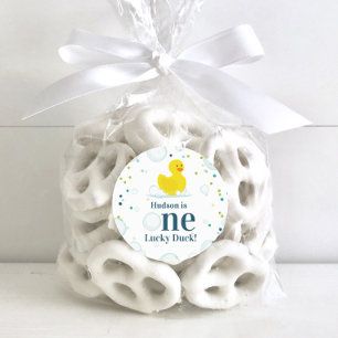 One Lucky Duck First Birthday Party Classic Round Sticker