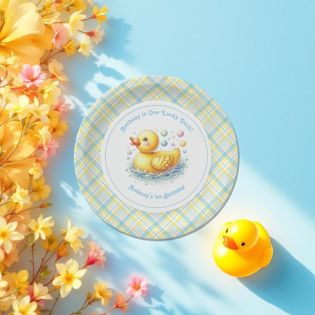 One Lucky Duck First Birthday Party Paper Plate (One Lucky Duck First Birthday Party Paper Plates)