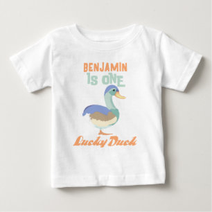 One Lucky Duck  First Birthday Pastel Baby T-Shirt