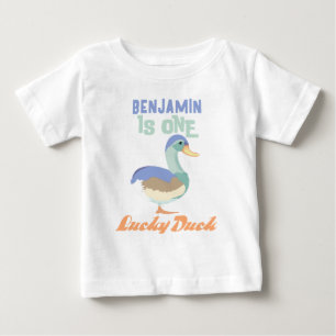 One Lucky Duck  First Birthday Pastel Baby T-Shirt