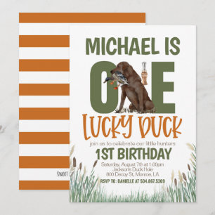ONE Lucky Duck Hunting First Birthday Invitation