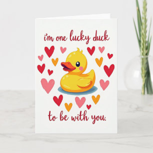 One Lucky Duck Love Hearts Card