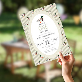 One Lucky Duck Mallard 1st Birthday Party Invitation