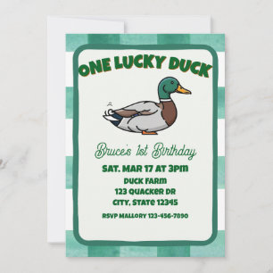 One Lucky Duck, Mallard Green 1st Birthday Invitation