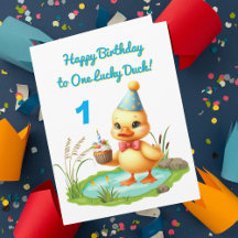 One Lucky Duck Photo Girly Kids Birthday Greeting