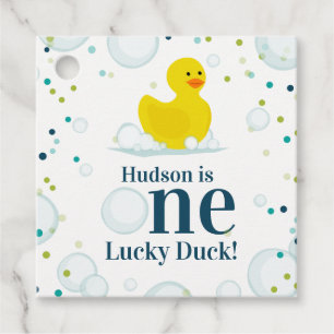One Lucky Duck Pink First Birthday Party Favour Tags