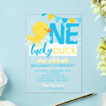 One Lucky Duck Watercolor 1st Birthday