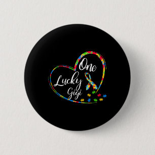 One Lucky Gigi Autism Awareness Gift Puzzle Piece  6 Cm Round Badge