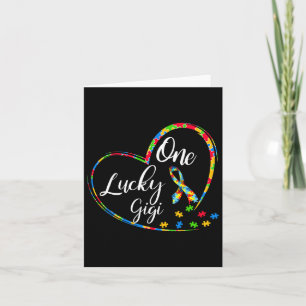 One Lucky Gigi Autism Awareness Gift Puzzle Piece  Card