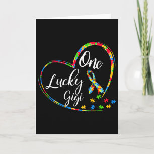 One Lucky Gigi Autism Awareness Gift Puzzle Piece Card