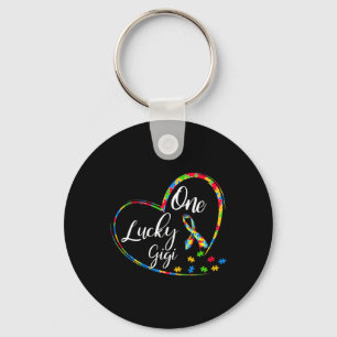 One Lucky Gigi Autism Awareness Gift Puzzle Piece Key Ring