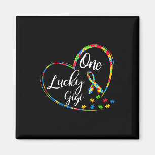 One Lucky Gigi Autism Awareness Gift Puzzle Piece  Magnet