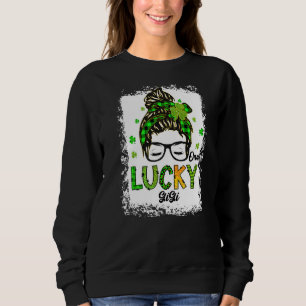 One Lucky Gigi Messy Bun Hair Bleached Saint Patri Sweatshirt