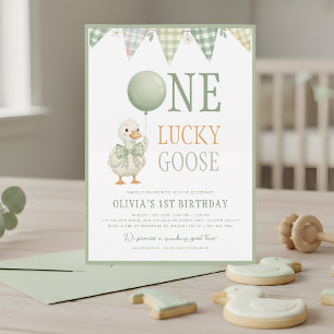 One Lucky Goose First Birthday Invitation
