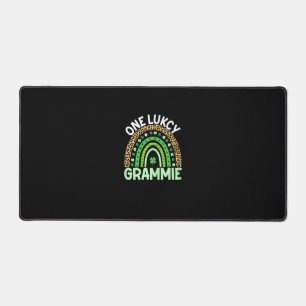 One Lucky Grammie Leopard Rainbow Saint Patrick's Desk Mat