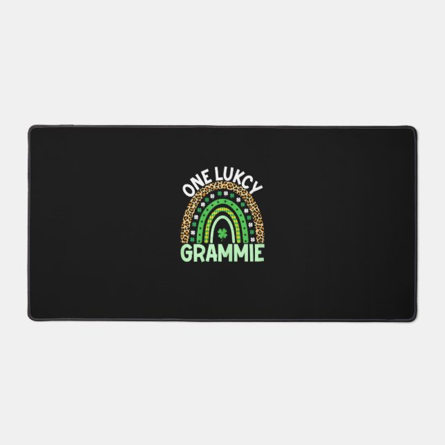 One Lucky Grammie Leopard Rainbow Saint Patrick's  Desk Mat (Front)