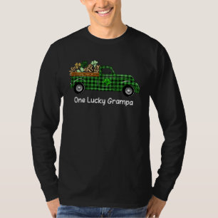 One Lucky Grampa Truck Green Plaid Shamrocks St Pa T-Shirt