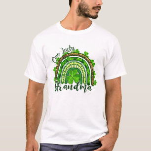 One Lucky Grandma Irish Rainbow Leopard Patricks D T-Shirt