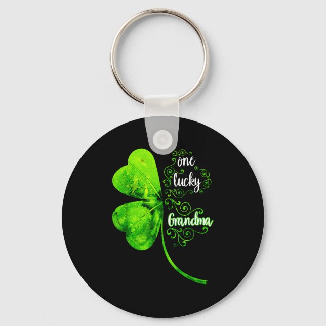 One Lucky Grandma Shamrock Grandma St Patricks Day Key Ring (Front)