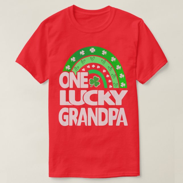 One Lucky Grandpa Clover Men St Patricks Day Grand T-Shirt (Design Front)