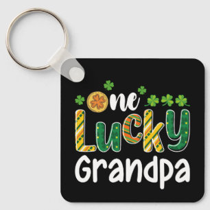 One Lucky Grandpa Matching Family St Patrick's Day Key Ring