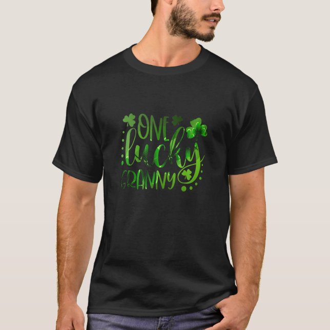 One Lucky Granny Lucky Shamrock Family St Patrick T-Shirt (Front)