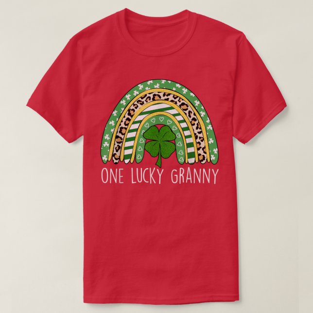 One Lucky Granny Shamrock Funny St Patricks Day Ma T-Shirt (Design Front)