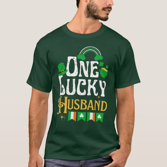 One Lucky Husband St Patricks Day Funny Irish T-Shirt (Front)