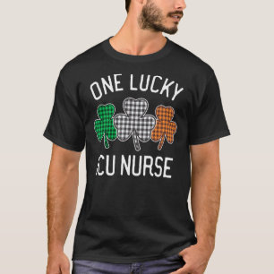 One Lucky Icu Nurse St Patrick S Day Irish Flag Pl T-Shirt