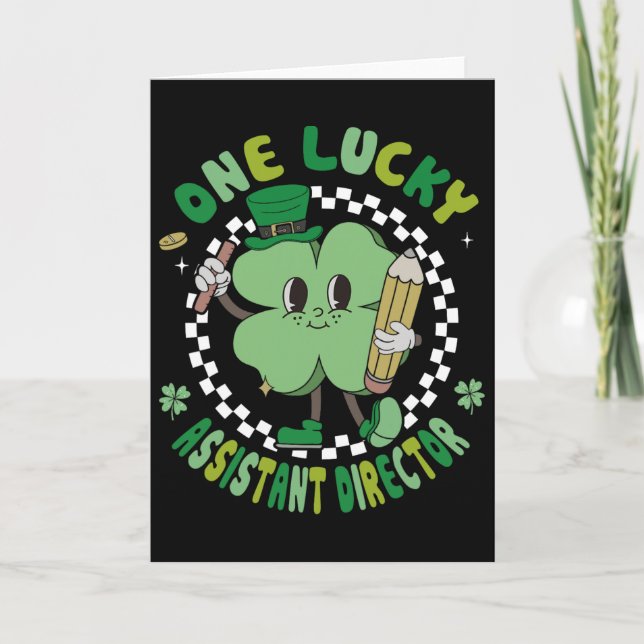One Lucky Istant Director St. Patricks Day Retro S Card (Front)