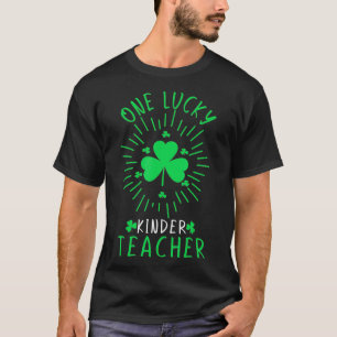 One Lucky Kinder Teacher Rainbow Leopard Lucky St  T-Shirt