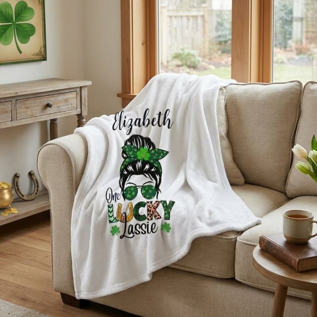 One Lucky Lassie Fleece Blanket (Creator Uploaded)