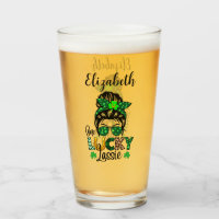 One Lucky Lassie With Name On Glass