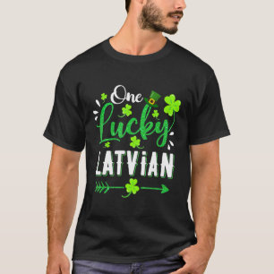 One Lucky Latvian Shamrock Leprechaun Hat St Patri T-Shirt