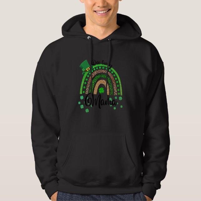 One Lucky Mama Irish Rainbow Leopard Patricks Day Hoodie (Front)