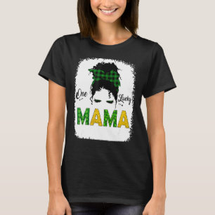 One Lucky Mama Messy Bun Leopard St Patrick S Day T-Shirt